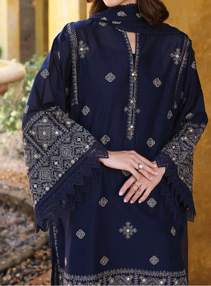 Grace W208-Embroidered 3pc marina dress with embroidered marina shawl.