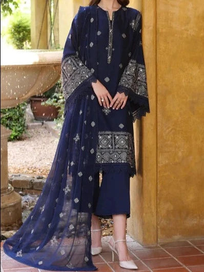 Grace S562-Embroidered 3pc Lawn dress with Embroidered chiffon dupatta.