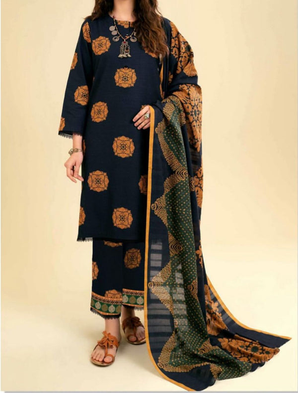 Grace W222-Printed 3pc khaddar dress With Printed khaddar shwal