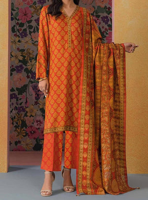 Grace W227-Printed 3pc khaddar dress With Printed khaddar shwal.