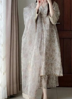 Grace W339-Printed 3pc khaddar dress With Printed Organza dupatta.