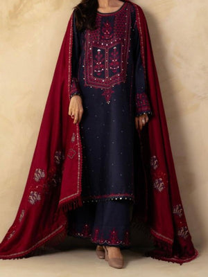 Grace W381-Embroidered 3pc Marina dress with Embroidered Marina shawl.