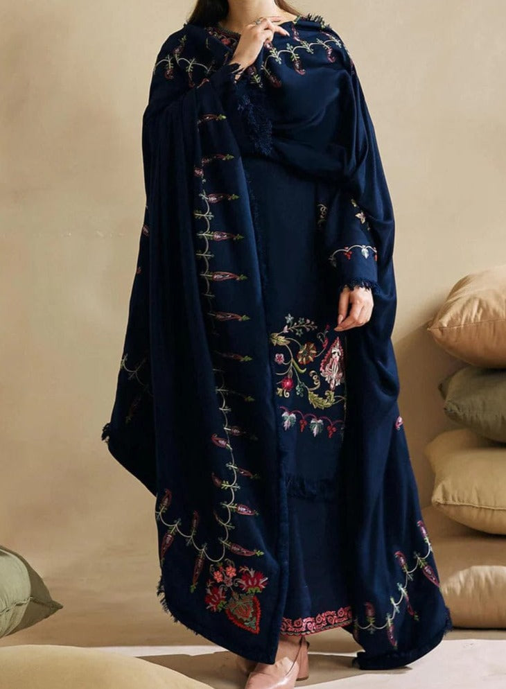 Grace W385- Embroidered 3pc marina dress with embroidered marina dupatta.
