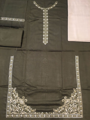 Grace W319-Embroidered 3pc karandi dress with Plain Dyed Shwal.