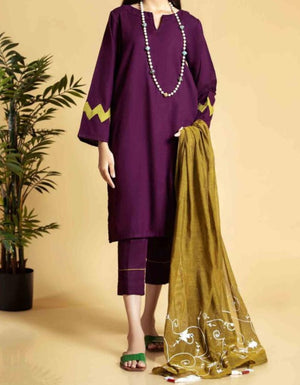 Grace W397- Embroidered 3pc marina dress with Embroidered wool shawl.