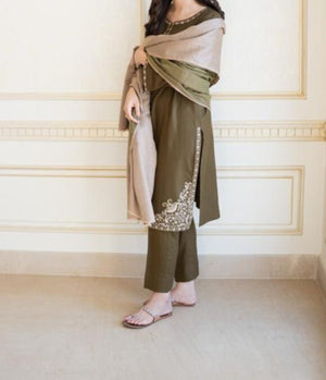Grace W391- Embroidered 3pc marina dress Marina shawl.