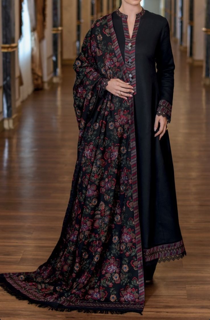 Grace W416- Embroidered 3pc marina dress with Embroidered marina shawl.