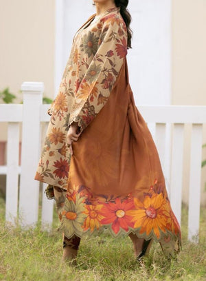 Grace W422-Printed 3pc karandi dress with Printed karandi dupatta.