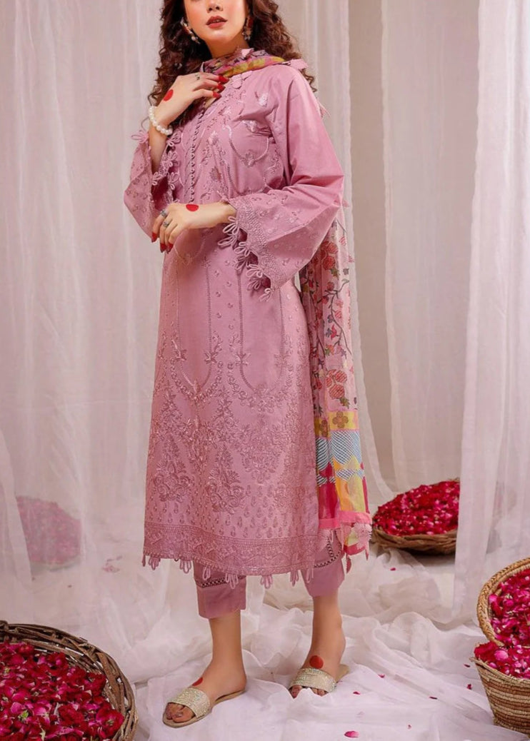 Grace S925-Embroidered 3PC Lawn Dress With Printed Munar Dupatta.