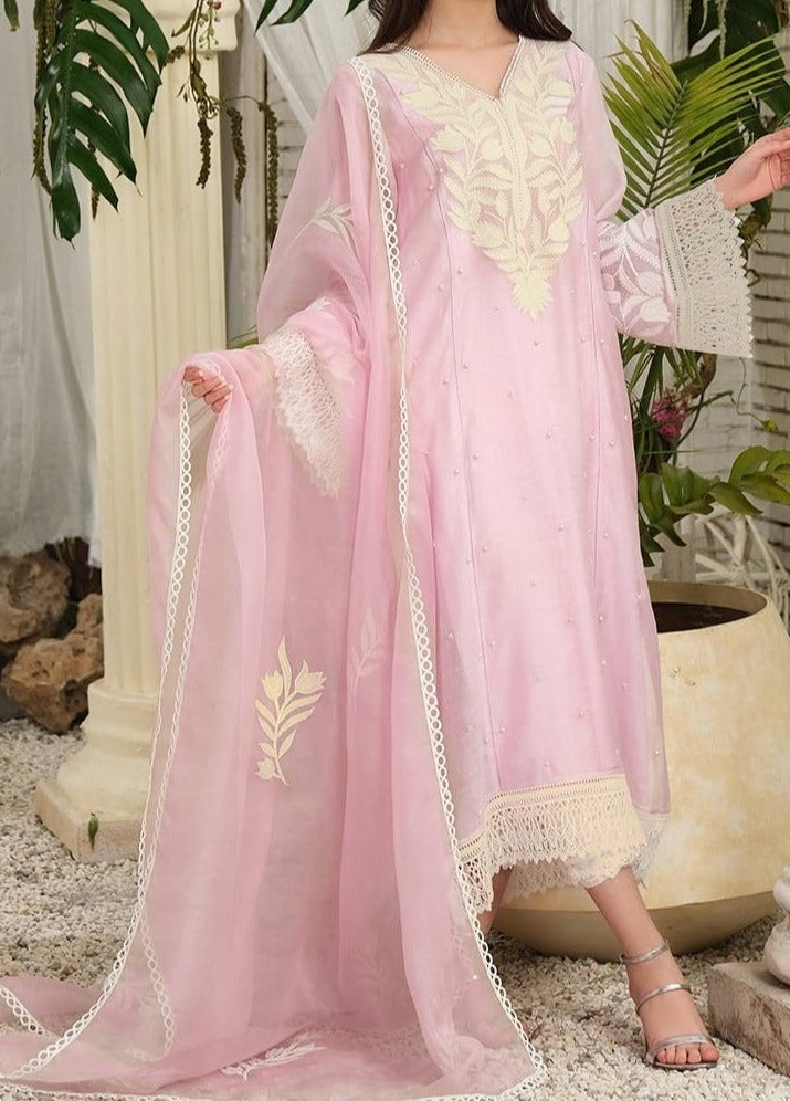 Grace S534 - Embroidered 3pc organza dress with Embroidered organza dupatta.