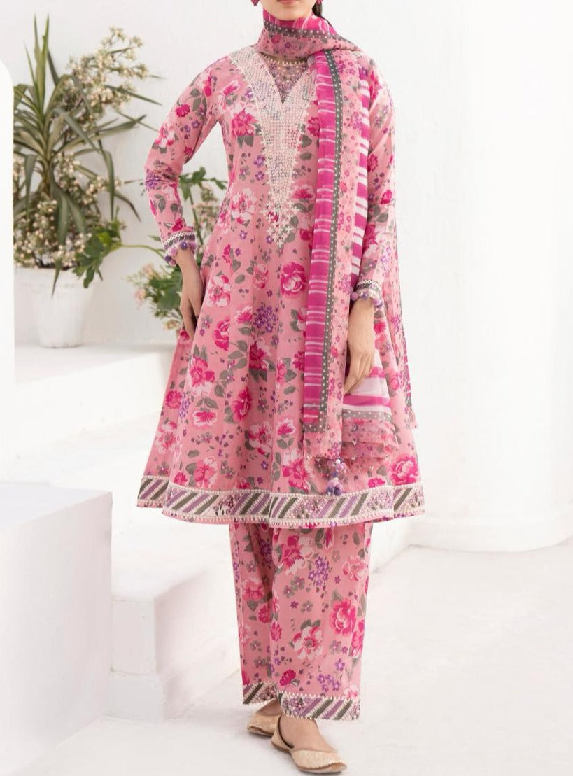 Grace S612-Printed 3pc Lawn dress with Printed lawn dupatta.