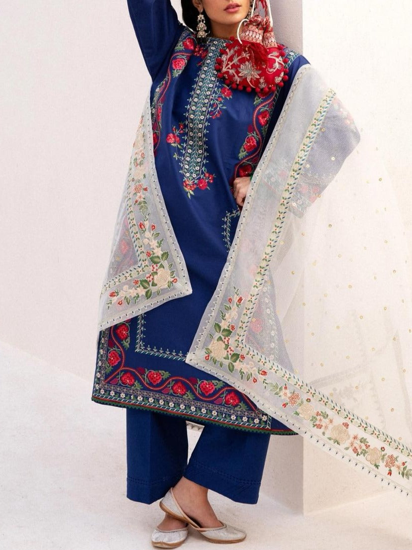 Grace S639-Embroidered 3pc Lawn dress with Embroidered Organza dupatta.