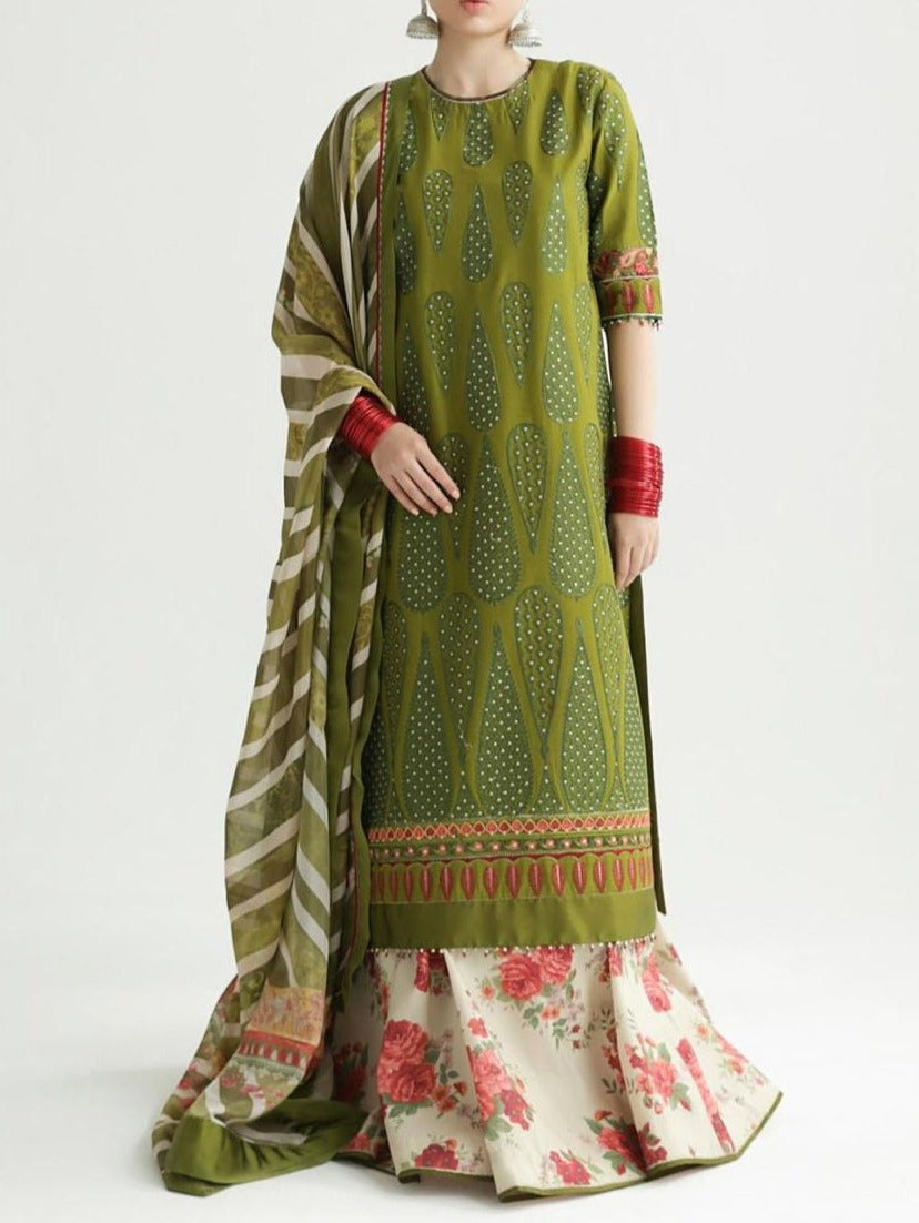 Grace S660-Embroidered 3PC Lawn with Printed munar dupatta.