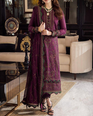 Grace S701-Embroidered 3pc lawn dress with Embroidered chiffon dupatta.