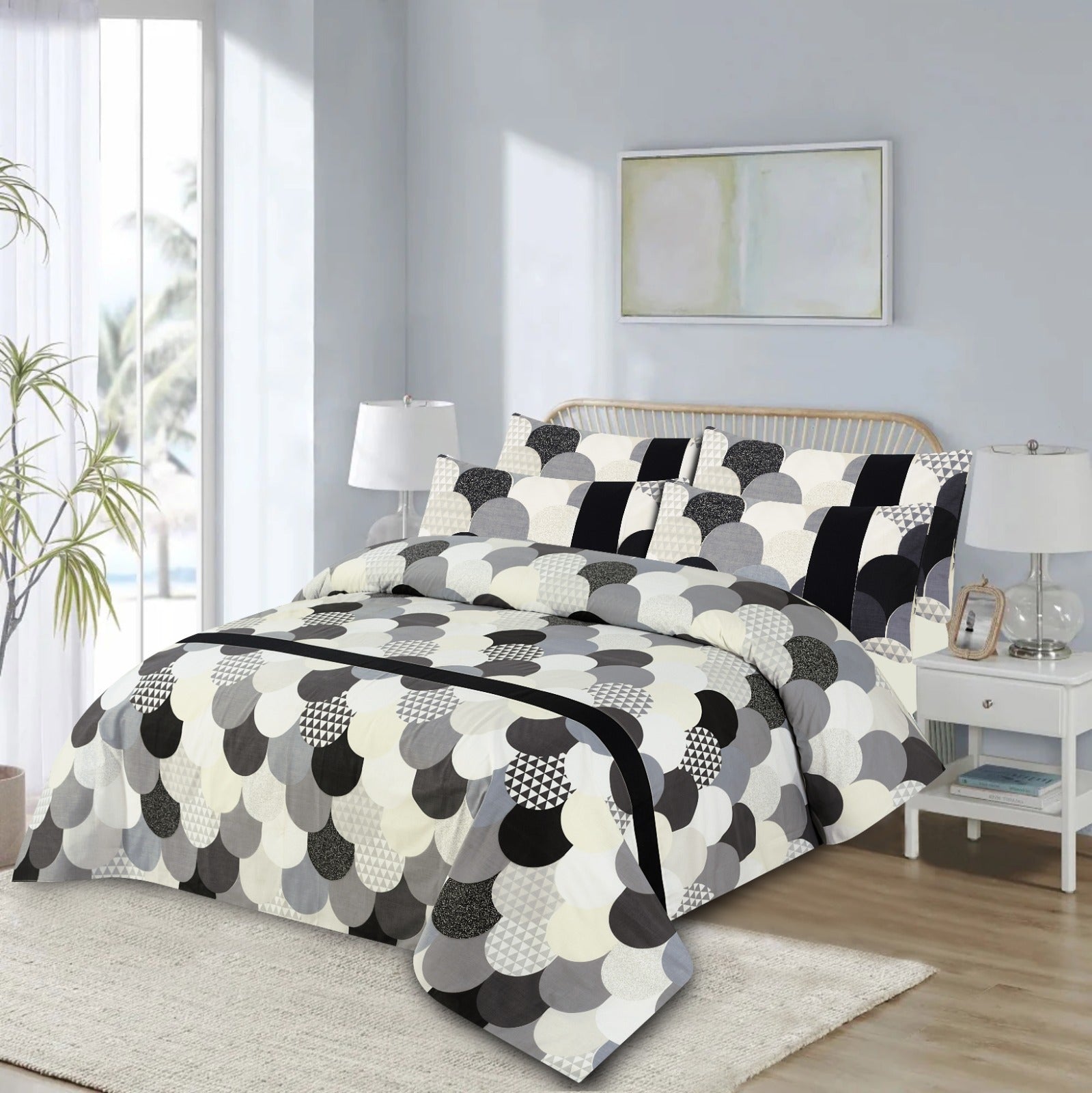 Grace D976-Cotton PC King Size Bedsheet with 2 Pillow Covers.