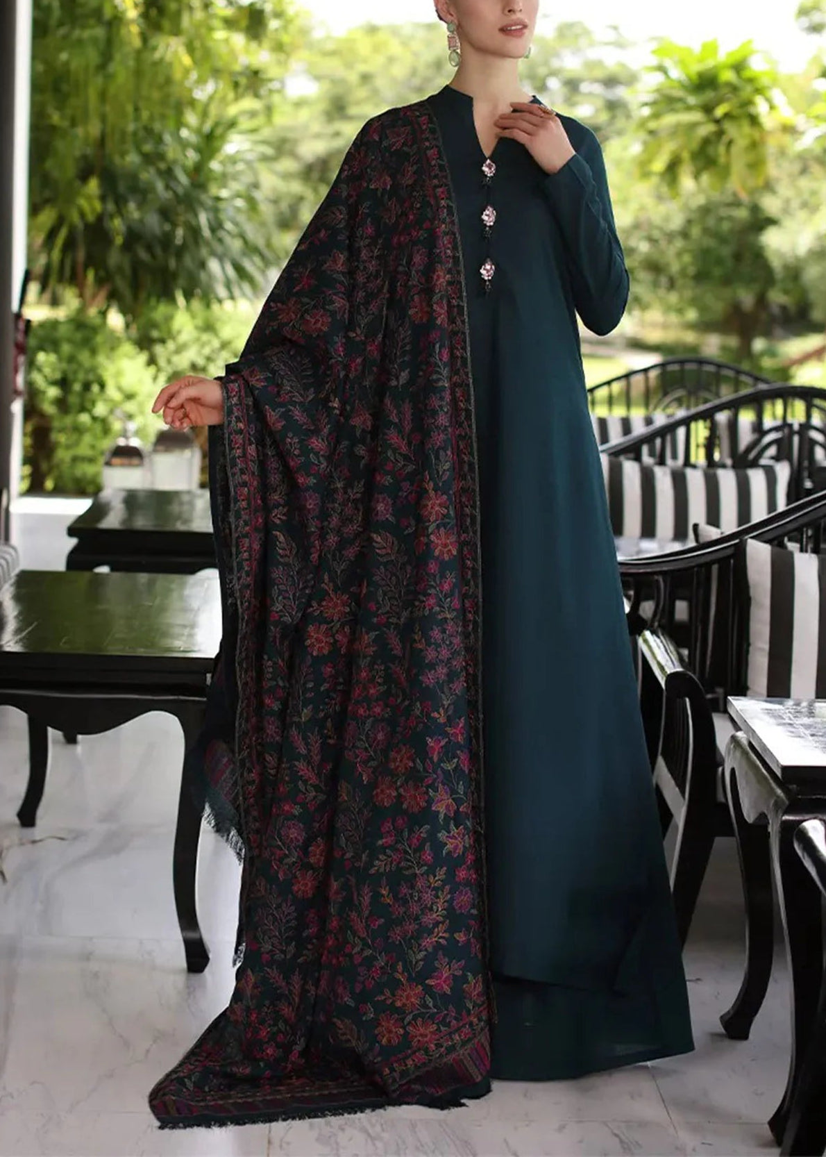 Grace W600- Embroidered 3pc Marina Dress With Embroidered Marina Shawl.