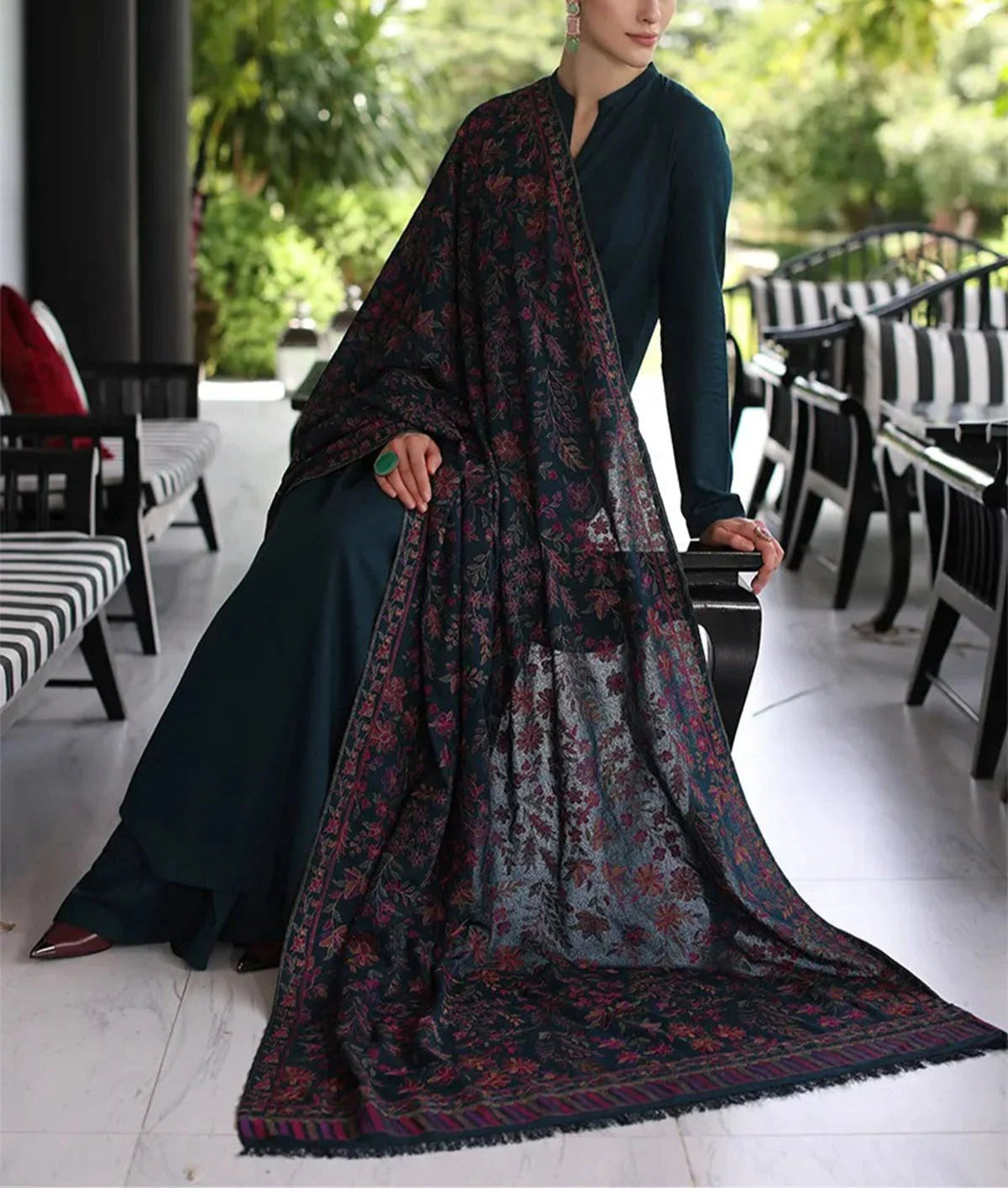 Grace W600- Embroidered 3pc Marina Dress With Embroidered Marina Shawl.