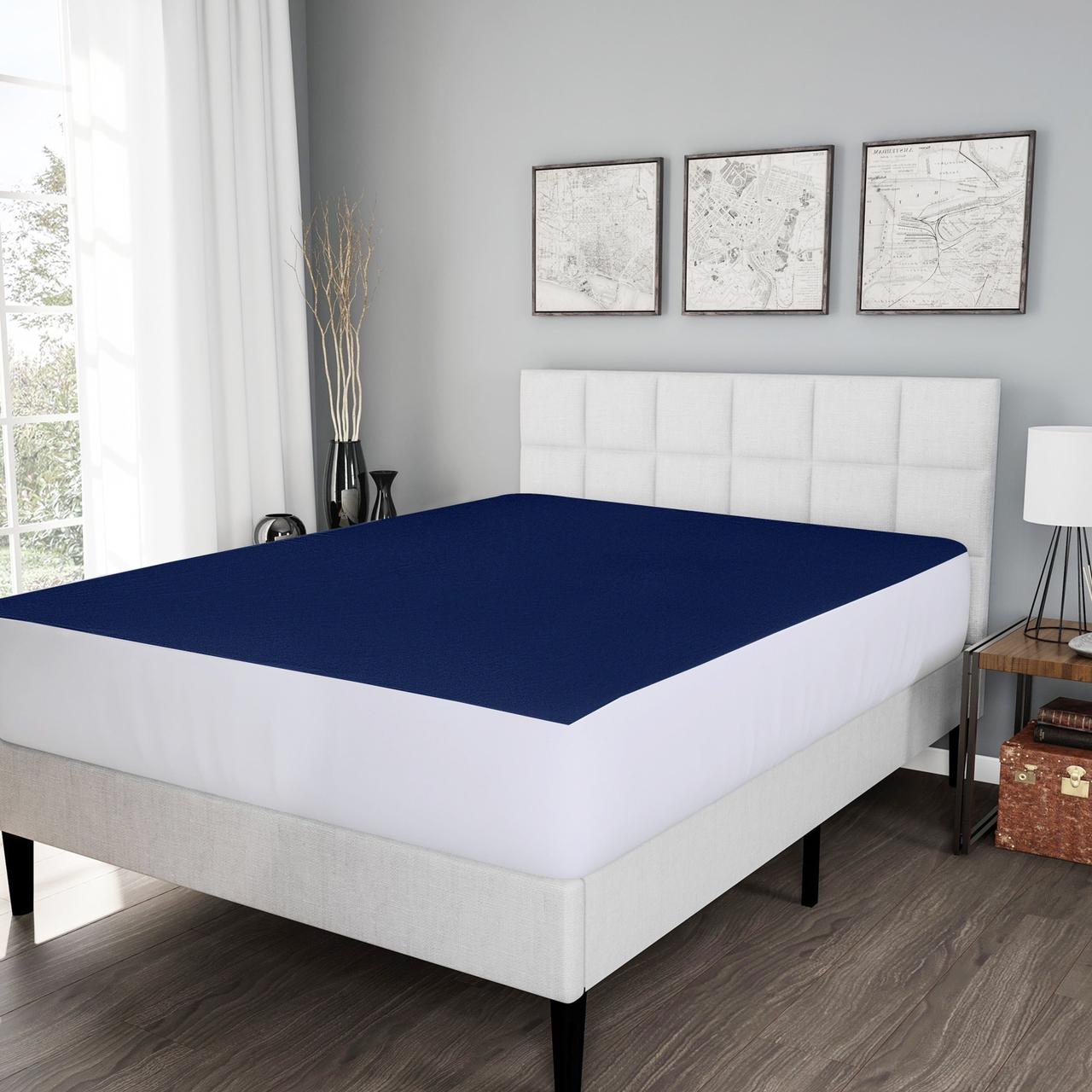 TERRY Cotton Waterproof Mattress Protector Blue