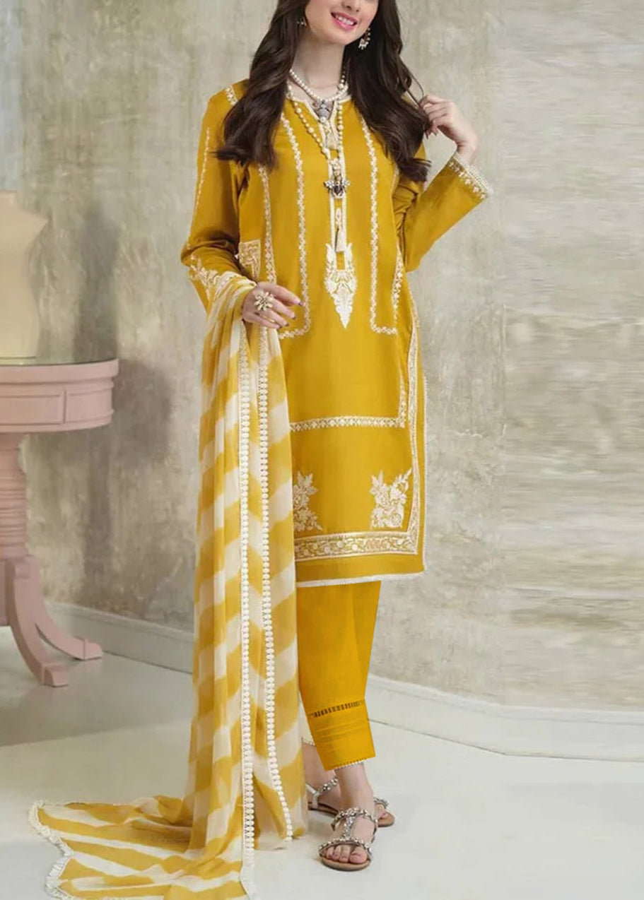 Grace S989-Embroidered 3PC Lawn Dress With Printed Munar Dupatta.