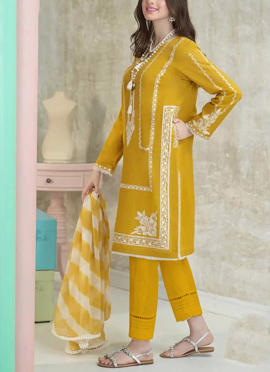 Grace S989-Embroidered 3PC Lawn Dress With Printed Munar Dupatta.