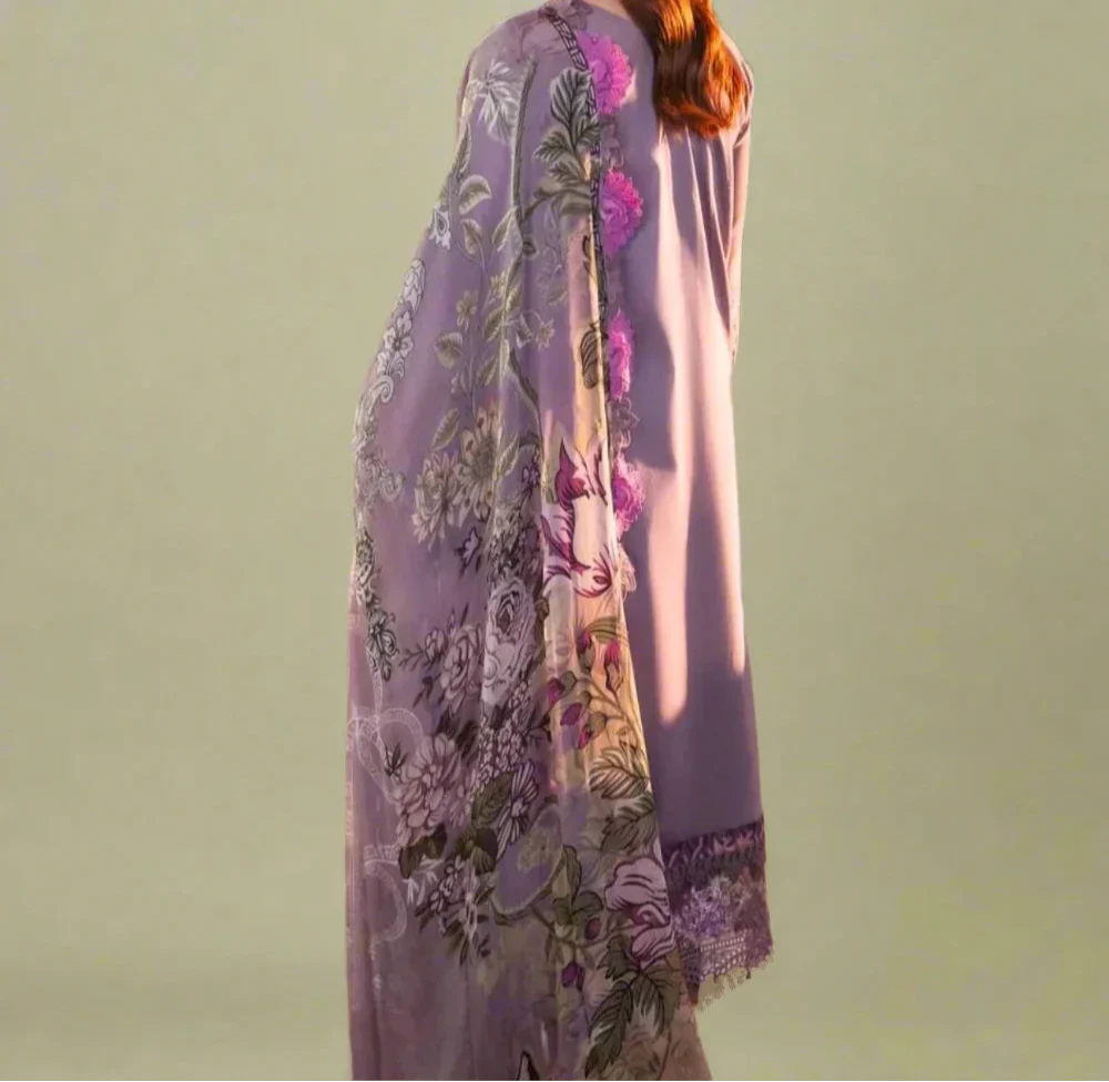 Grace Z-(W920) - Stitched Embroidered 3pc CHIKANKARI Marina Dress With Printed Shawl.