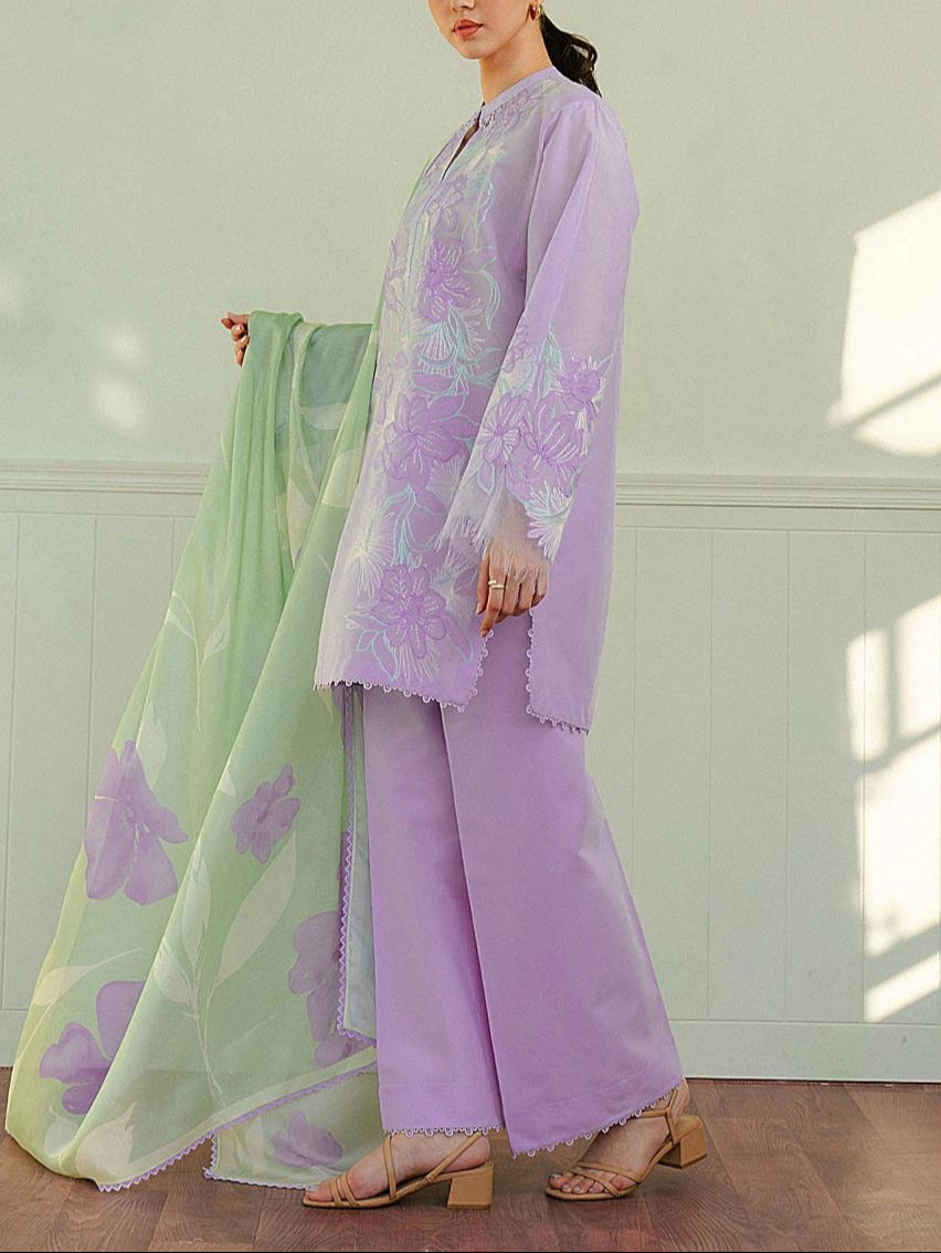 Grace S1127-Embroidered 3pc Lawn Dress With Printed Munar Dupatta.