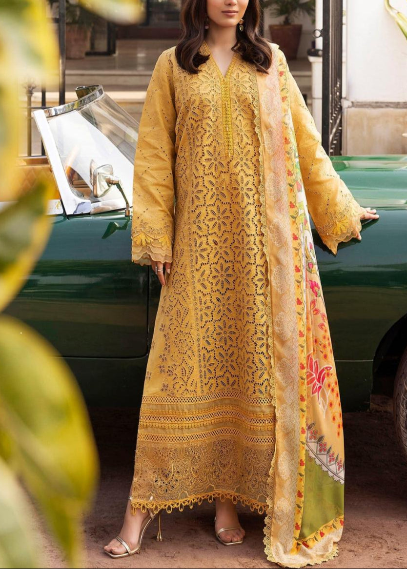 Grace S1115-Embroidered 3pc CHIKANKARI Lawn dress with Printed Munar Dupatta.