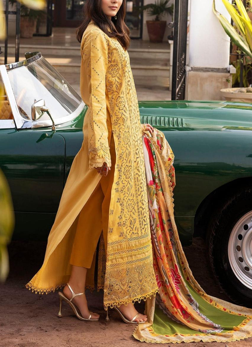 Grace S1115-Embroidered 3pc CHIKANKARI Lawn dress with Printed Munar Dupatta.