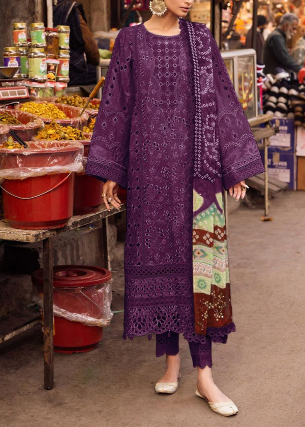Grace S1196-Embroidered 3pc CHICKANKARI Lawn Dress With Printed Munar Dupatta.