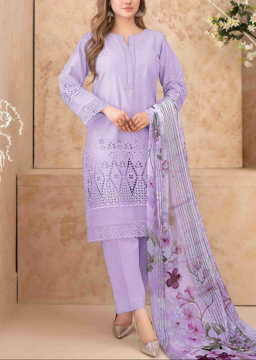 Grace S1160-Embroidered 3pc CHIKANKARI Lawn Dress With Printed Munar Dupatta.