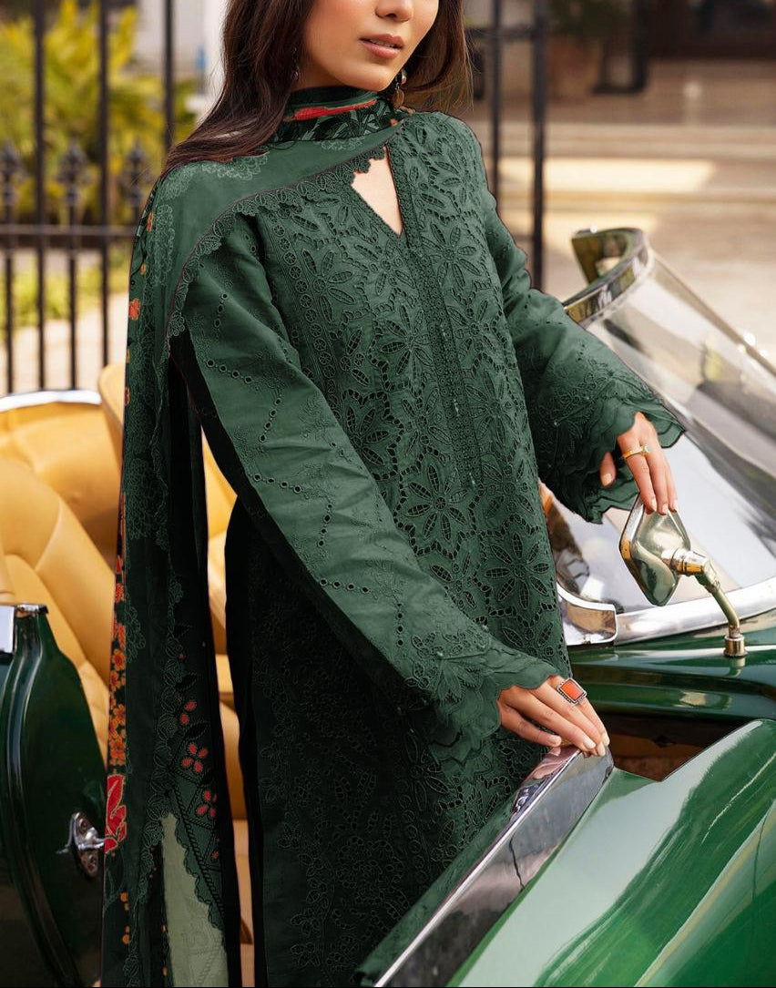 Grace S1180-Heavy Shifli Embroidered 3pc Lawn Dress With Printed Munar Dupatta.