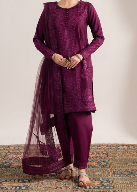 Grace S1286-Embroidered 3pc Lawn Dress With Embroidered Organza Dupatta.
