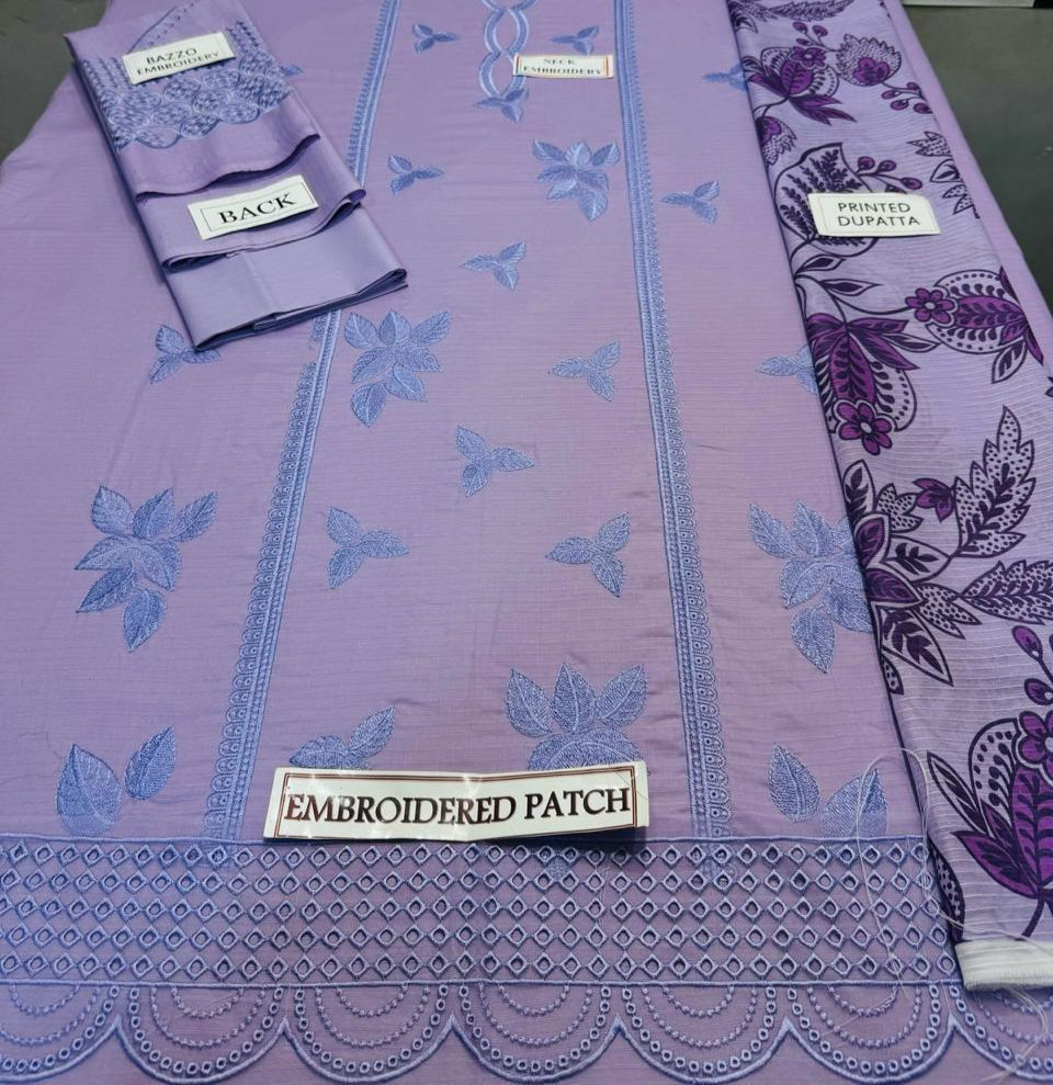 Grace S1162-Embroidered 3pc  Chikankari Lawn Dress With Printed Munar Dupatta.