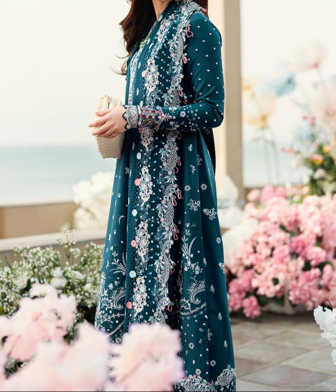 Grace S1234-Embroidered 3pc Lawn Dress With Embroidered Chiffon Dupatta.