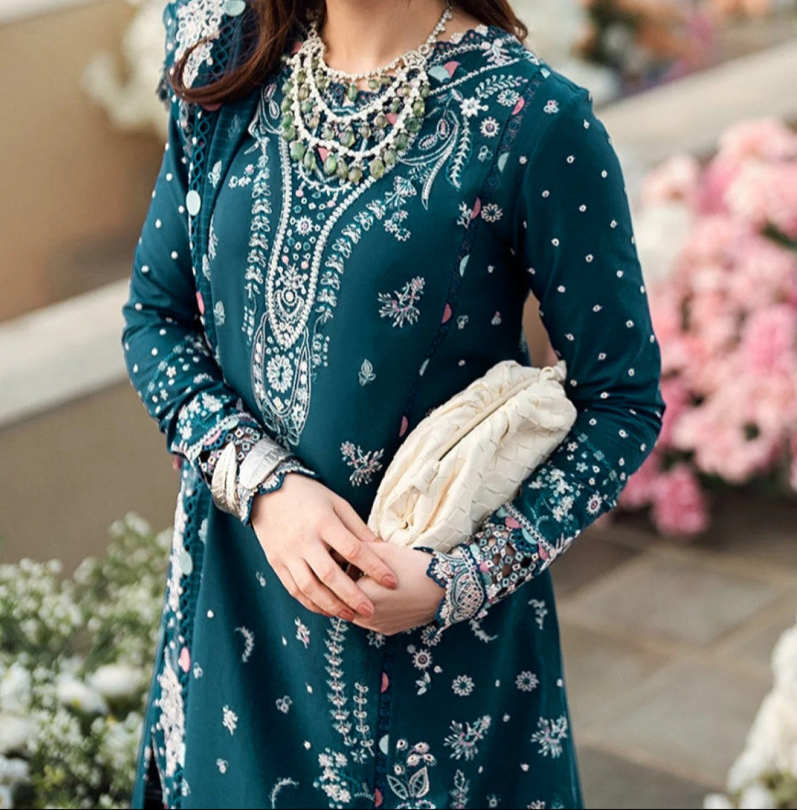 Grace S1234-Embroidered 3pc Lawn Dress With Embroidered Chiffon Dupatta.