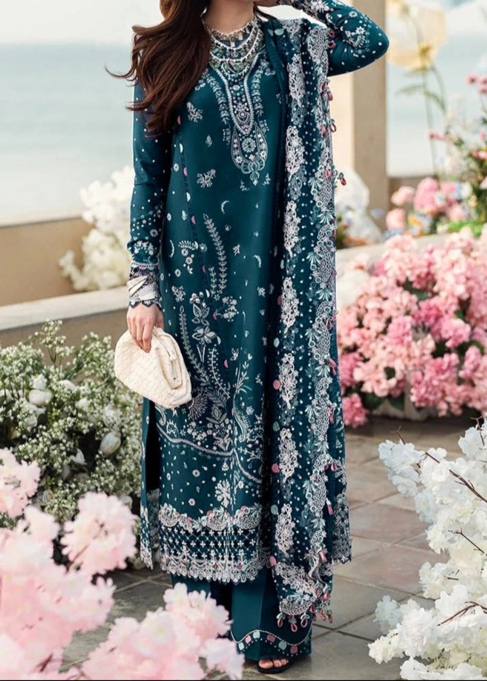 Grace S1234-Embroidered 3pc Lawn Dress With Embroidered Chiffon Dupatta.