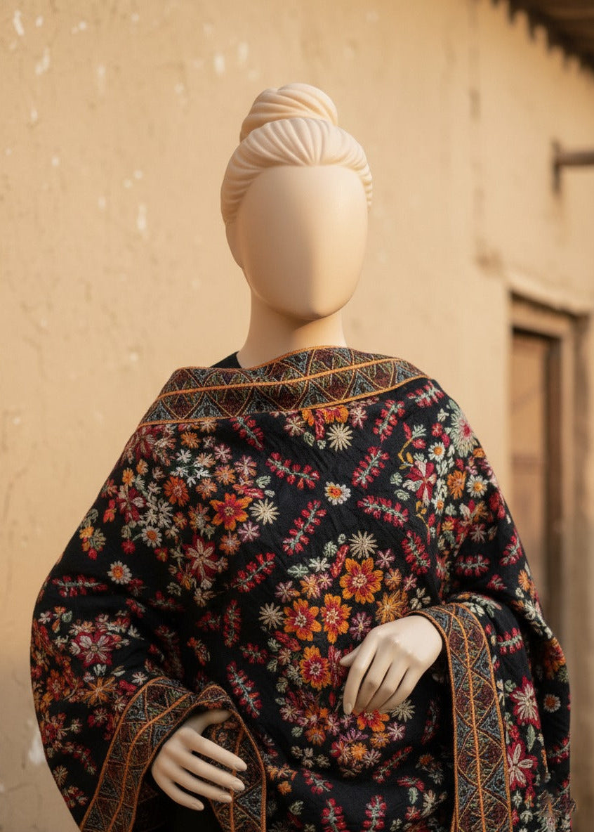 Sarinnah Premium D78-Luxury Formal Heavy Embroidered Karandi Shawl.