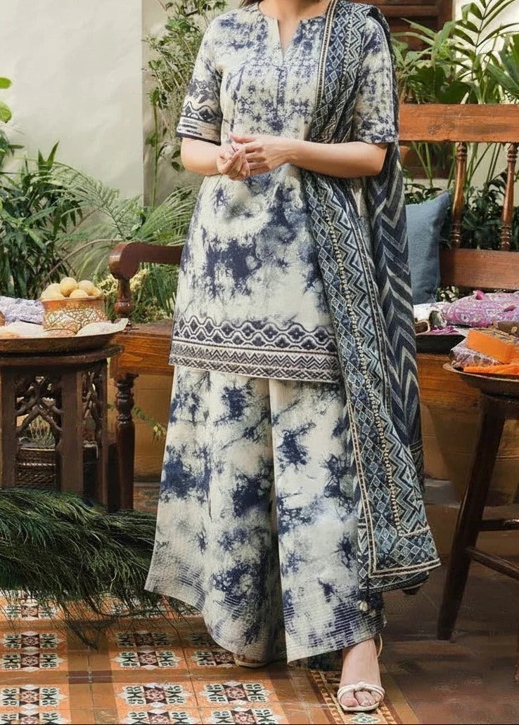 Grace Z-(W873 ) - Stitched Digital Printed 3pc Karandi Dress With Digital Printed Karandi Shawl.