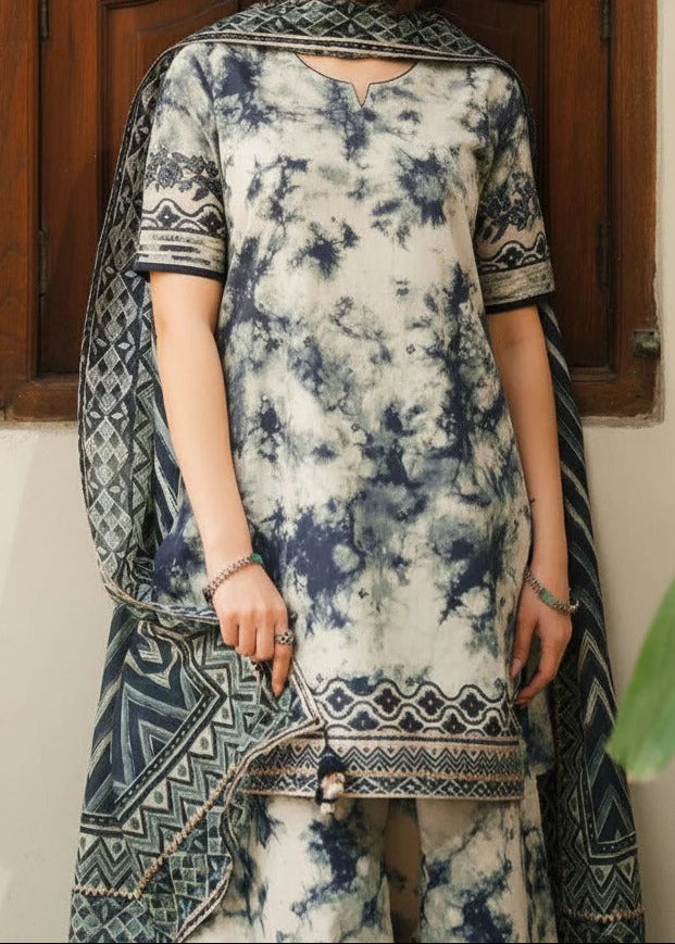 Grace Z-(W873 ) - Stitched Digital Printed 3pc Karandi Dress With Digital Printed Karandi Shawl.