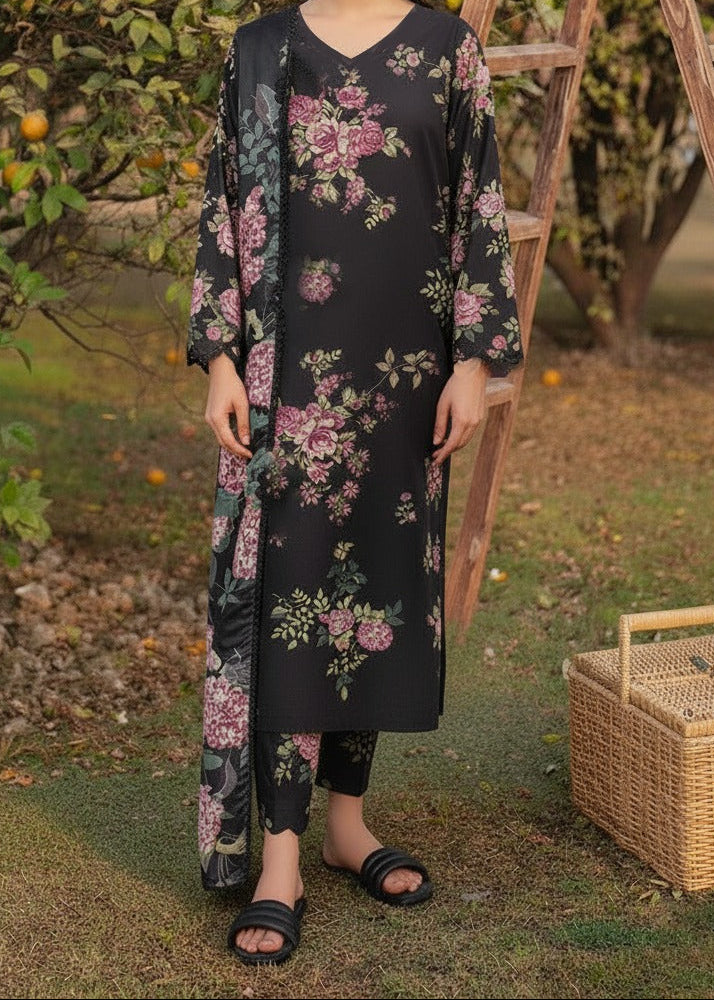 Grace W879 - Digital Printed 3pc Karandi Dress With Digital Printed Karandi Shawl.