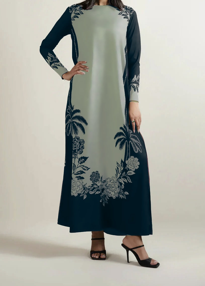 Grace Z-(W730 ) - Stitched Digital Printed 3pc Silk dress With Digital Printed Silk dupatta.