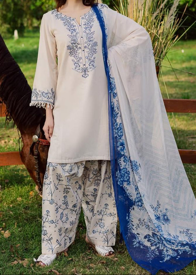 Grace S1448-Embroidered 3pc Lawn Dress With Printed Lawn Dupatta.