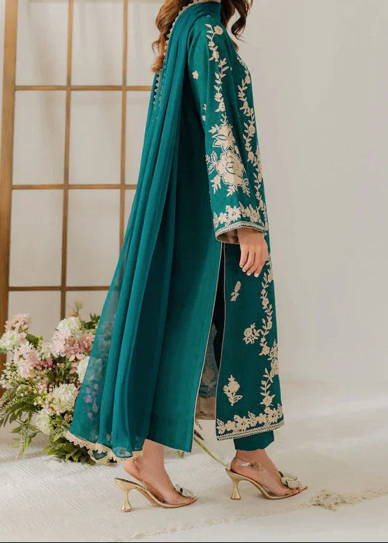 Grace W934-Embroidered 3pc Marina Dress With Dyed Chiffon Dupatta.
