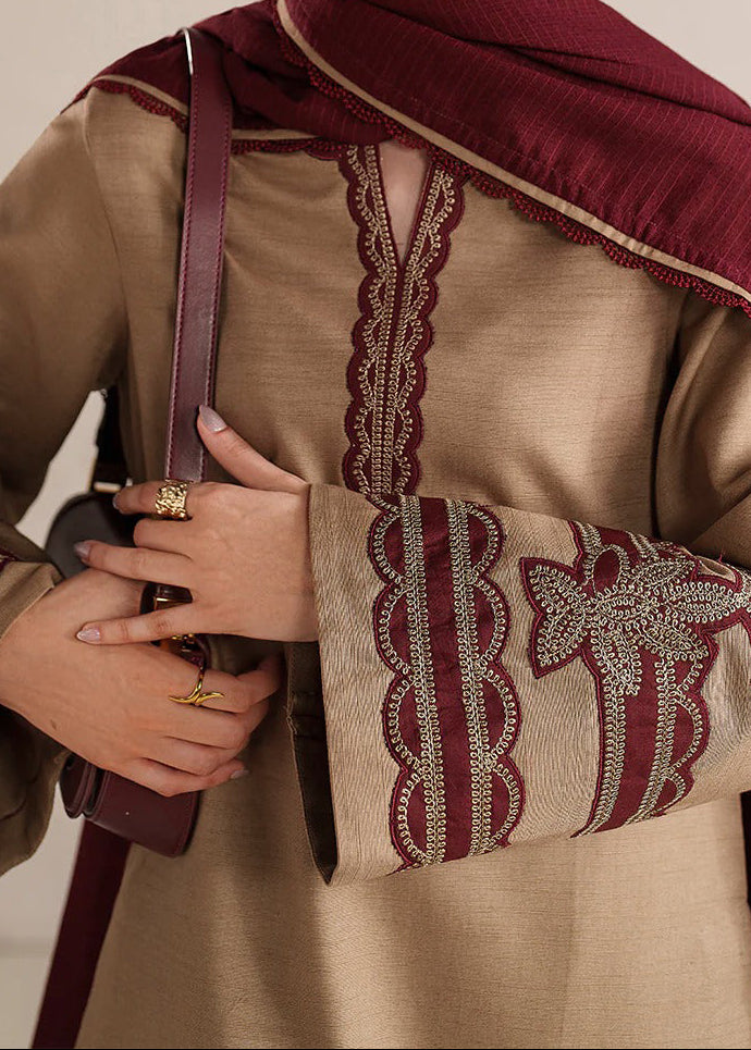 Grace W987-Embroidered 3pc Marina Dress With Printed Shawl.