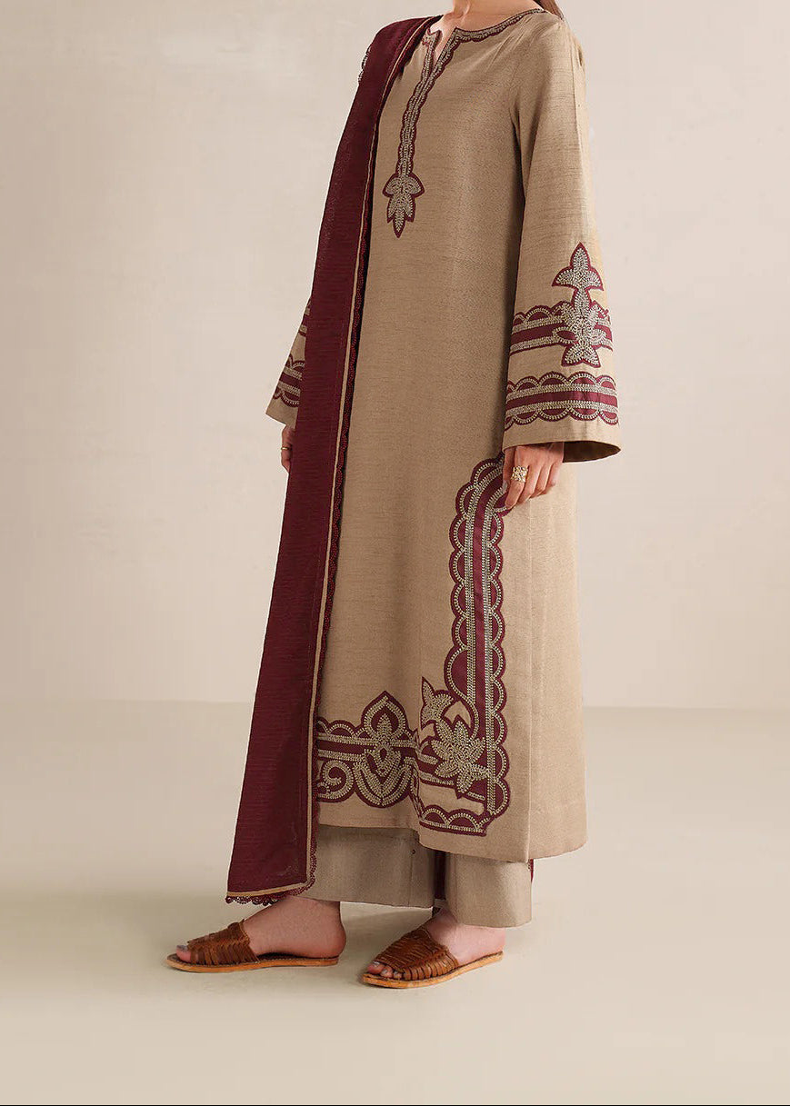 Grace W987-Embroidered 3pc Marina Dress With Printed Shawl.