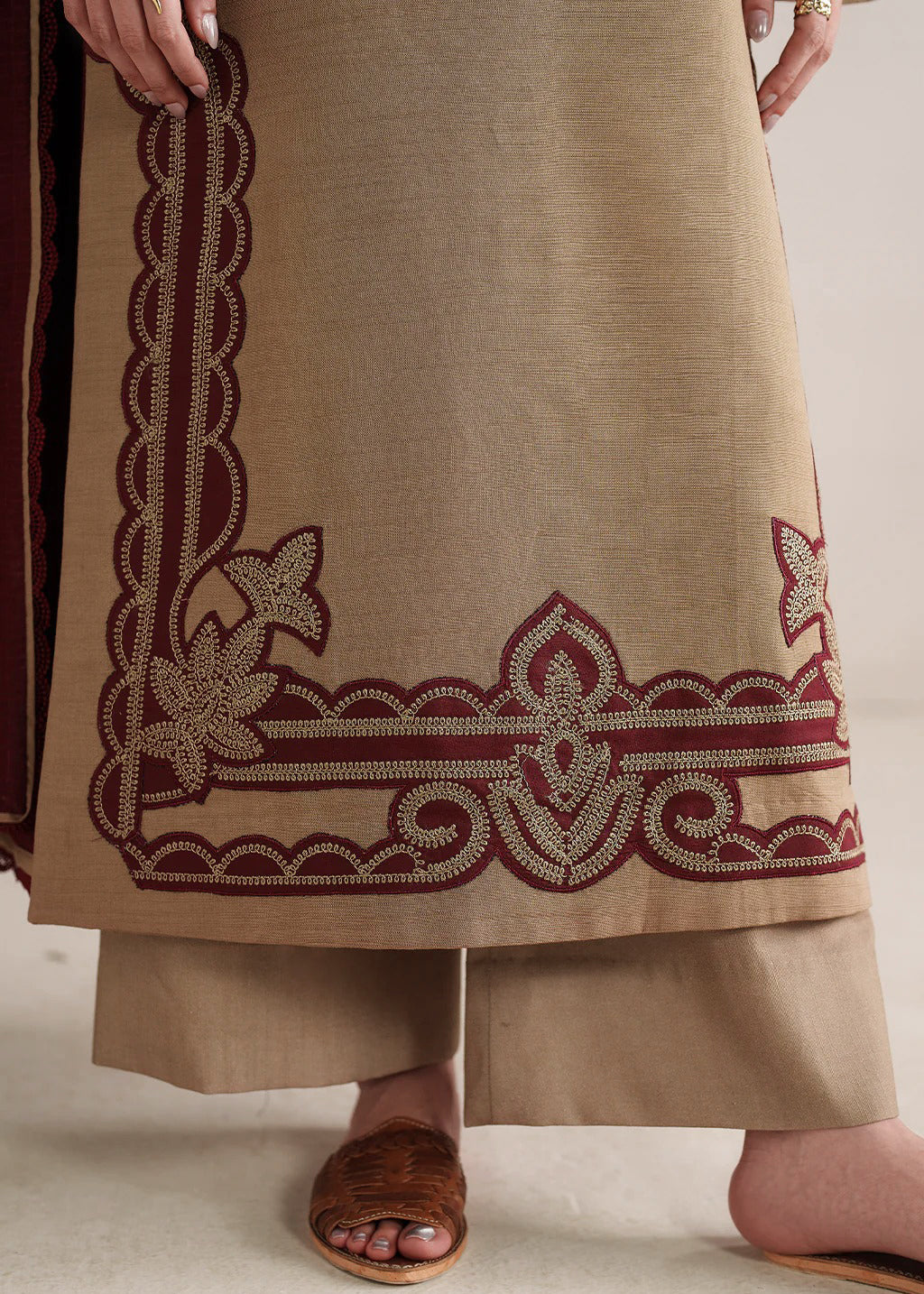 Grace W987-Embroidered 3pc Marina Dress With Printed Shawl.