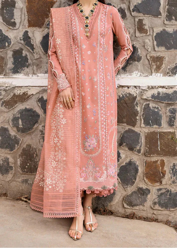 Grace Z-(S1307)- Stitched Embroidered 3pc Lawn Dress With Printed voile Dupatta.
