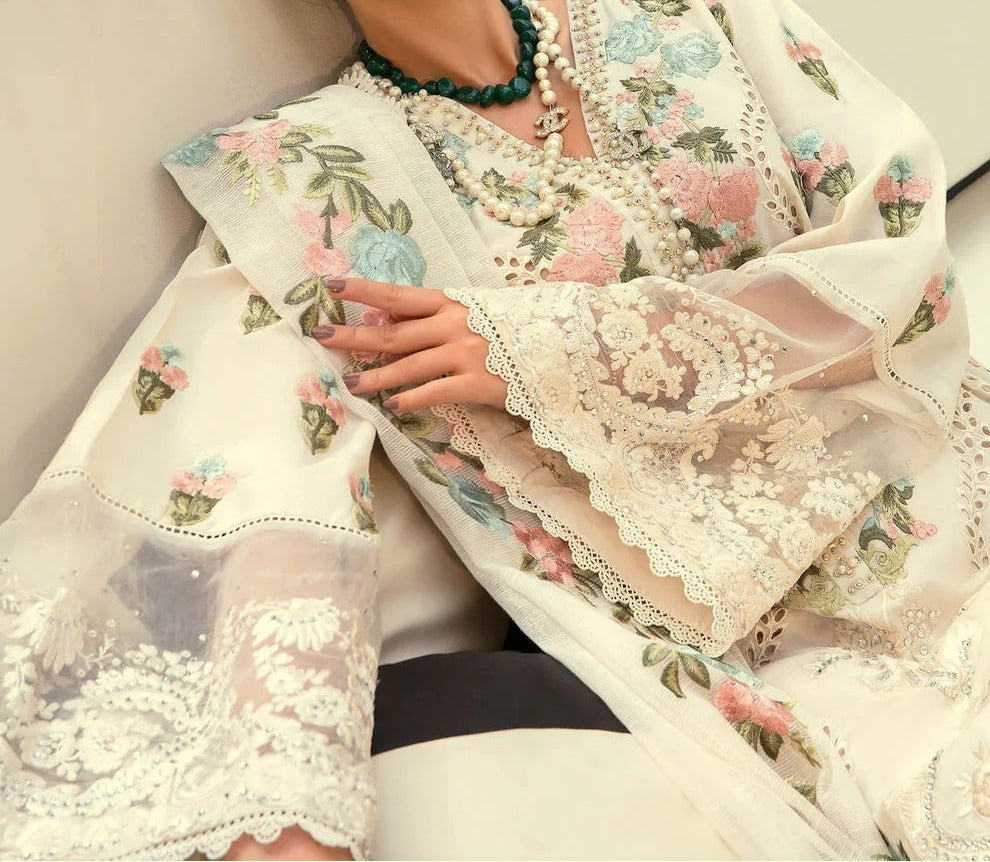 Grace S1315-Embroidered 3pc Lawn Dress With Embroidered Organza Dupatta.