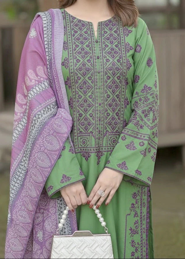 Grace Z-(S1295)- Stitched Embroidered 3pc Lawn Dress With Printed Lawn Dupatta.
