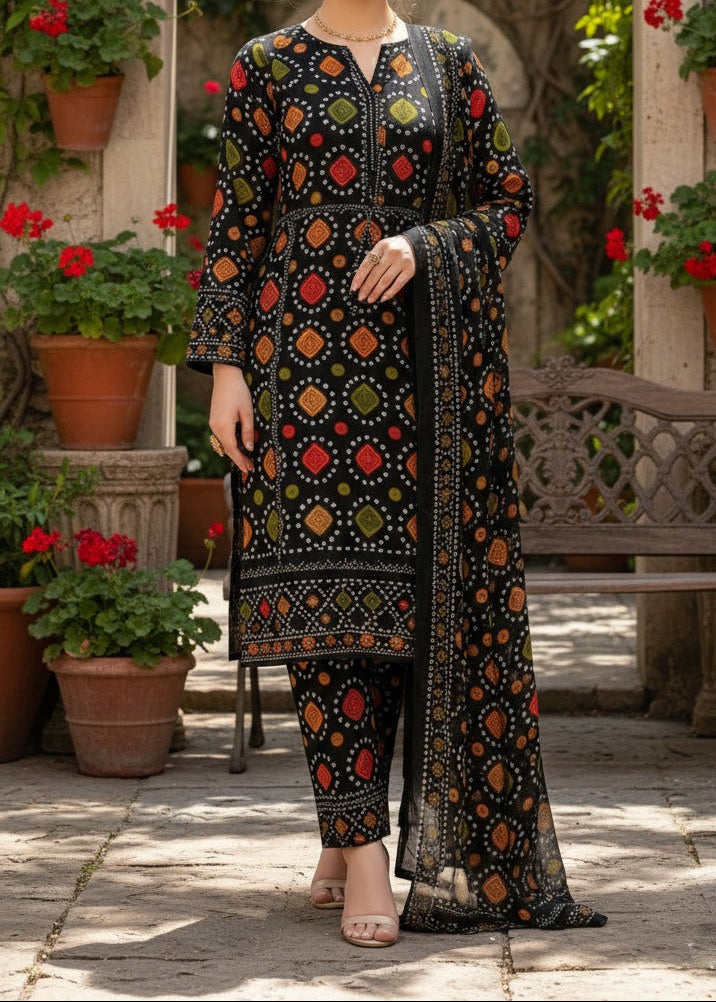 Grace S1333 - Printed & Embroidered 3pc Lawn Dress With Embroidered Chiffon Dupatta.